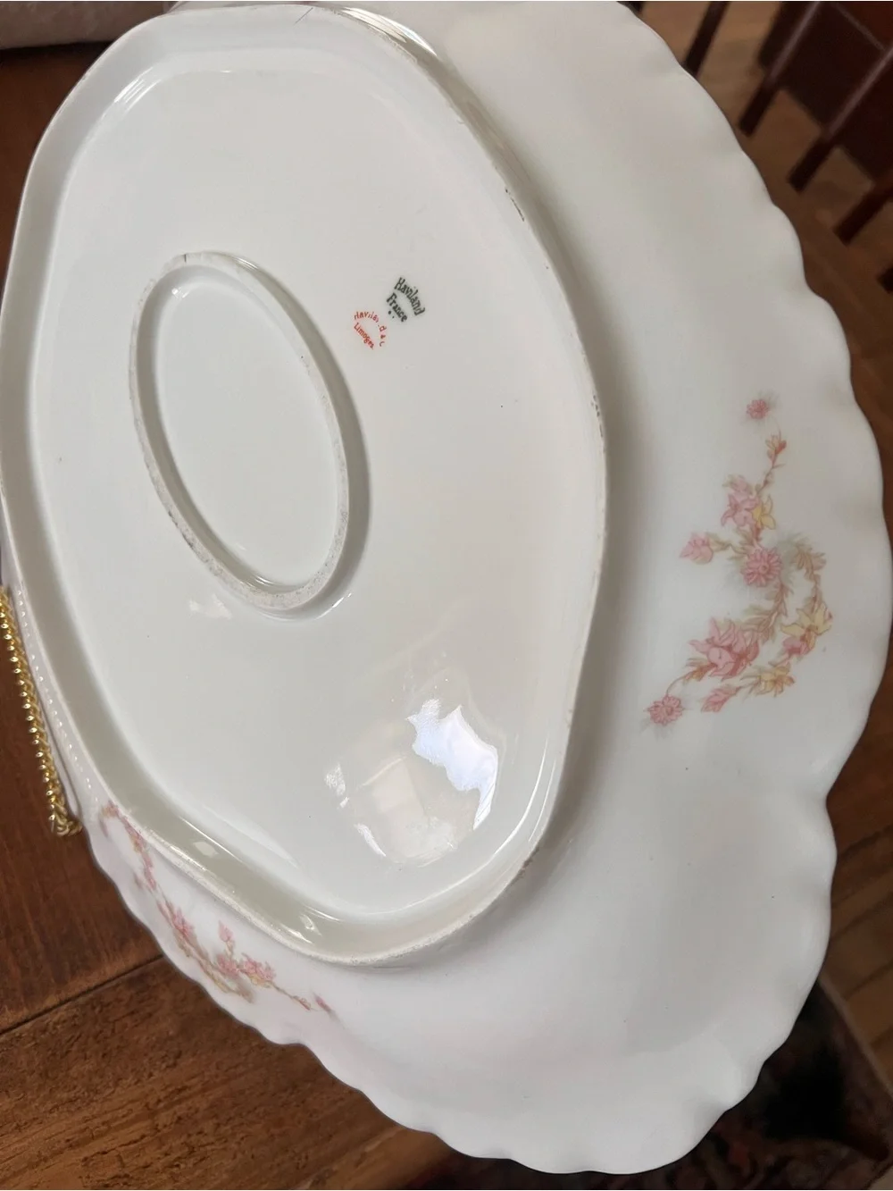 Haviland Limoges Porcelain Schleiger ?525 Pink Gold Floral 16” Platter